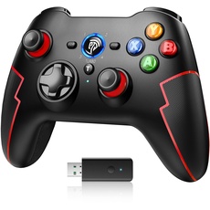 EasySMX Wireless PC Controller Game Controller PC Kabellos Bluetooth Gamepad mit Hall-Trigger&Dual Vibration&Turbo funktion, kompatibel mitPC/PS3/Switch/Android TV/TV-Box/Handy/Tablet/Laptop – Rot