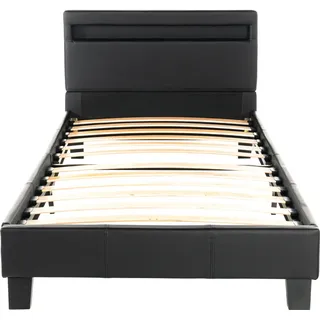 HOME DELUXE - LED Bett ASTRO - Schwarz, 90 x 200 cm - inkl. Lattenrost I Polsterbett Design Bett inkl. Beleuchtung - Schwarz
