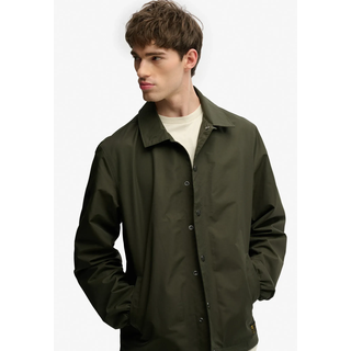 Parka SUPERDRY "SURPLUS OTTO COACH JACKET", Herren, Gr. L, grün (surplus goods olive grün), Web, Obermaterial: 100% Nylon, unifarben, relaxed fit normal, Jacken Parka, Relaxed Fit, aus Nylon, mit Hemdkragen, gerader Abschluss