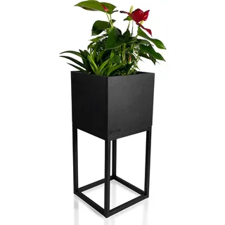 Blumenbeet quadratisch LOFT FIORINO aus Metall 22x22x50 cm - Schwarz