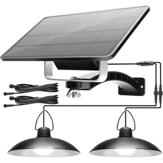 Weiß-1 Solarpanel auf 2 Lampe-DDP LED Solar Sensorleuchte Hängeleuchte, IP65 Wasserdicht Außenleuchte Solarlampen, Gartenbeleuchtung, Pendelleuchte Beleuchtung für Außen Shop Yard,