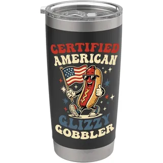 Zertifizierter amerikanischer Glizzy Gobbler Patriotischer Hotdog Holiday Doppelwandiger Edelstahl-Thermobecher