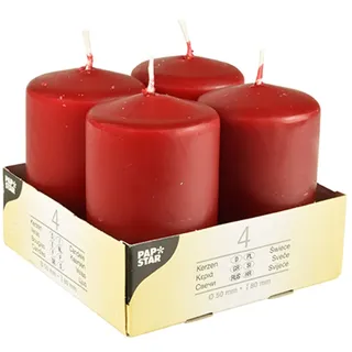Papstar Stumpenkerzen 8 cm rot 4 St.