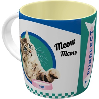 Nostalgic-Art Retro Kaffee-Becher, 330 ml, Better Together Cats – Geschenk-Idee für Katzen-Besitzer, Keramik-Tasse, Vintage Design mit Spruch