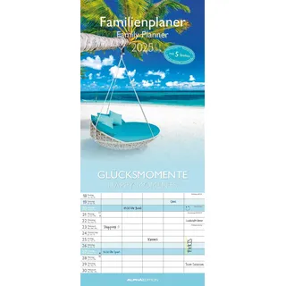 ALPHA EDITION GmbH & Co. KG Glücksmomente 2025 Familienplaner - Familienkalender - Wandkalender - 19,5x45