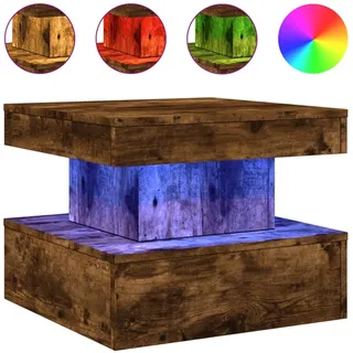 vidaXL Couchtisch mit LED-Leuchten Räuchereiche 50x50x40 cm