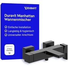 Bild Manhattan Wannenarmatur Aufputz für 2 Verbraucher, Einhebel-Wannenmischer mit Keramikmischsystem, Schwarz Matt