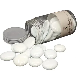 1Kg Natur-Weisse Glassteine Strand Beach Deko Stein Kieselstein Streudeko Tischdeko - ca. Ø 3,2 cm – für Tisch, Vase, Aquarium, Hochzeit, Sommerparty – Dekosteine für maritime & kreative Gestaltung