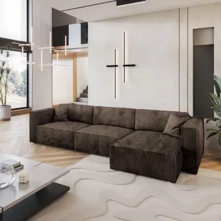 masseno Ecksofa Tolmo P mit Schlaffunktion L-Form, Sofa mit Bettkasten, Wohnzimmersofa, Couch, Soffa, Bettsofa, Couchgarnitur- Braun, POSO 06 - Braun