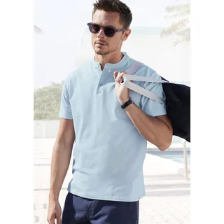 Poloshirt JOHN DEVIN "mit Stehkragen", Herren, Gr. XL (56/58), blau (hellblau), Piqué, Obermaterial: 100% Baumwolle, unifarben, regular fit normal, Rundhals, abgesteppte Kante, Shirts Poloshirt, Regular-Fit, aus Baumwoll-Piqué, Topseller