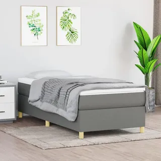 vidaXL Boxspringbett mit Matratze Dunkelgrau 90x200 cm Stoff - Grau