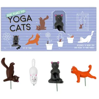 Gift Republic Mini Blumentopf Yoga Katzen, Mehrfarbig, 1