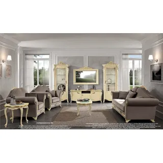 tv Schrank Holz rtv wohnwand  Wohnzimmer Klassische Design Set 2tlg. - Beige
