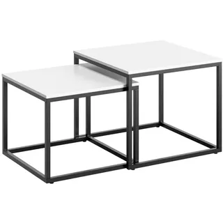 Home Collective Couchtisch 2er Set quadratisch Weiß , Holzwerkstoff , Quadratisch , 50x43x50 cm , Wohnzimmer, Wohnzimmertische, Couchtische