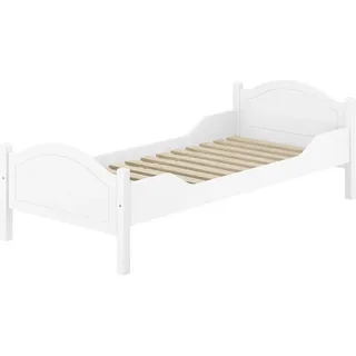 Einzelbett weiß 90x200 Futonbett Bettrahmen Singlebett Zubehör wählbar V-60.30-09WRollrost inkl. - Weiß