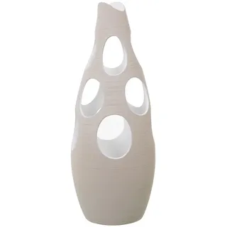 Alexandra House Living Ecru Bodenvase aus Keramik, gestreift, Kreise, 24 x 24 x 63 cm