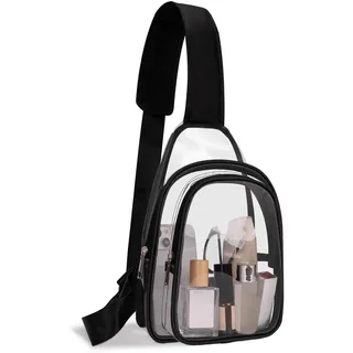 Larcenciel Transparente Umhängetasche, Clear Crossbody Brusttasche für Herren Damen, Wasserdichte Schultertaschen Transparente Tasche für Konzerte Sportveranstaltungen Shopping Festivals (29×19×10cm)