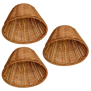Lampenschirme zum Anklippen, Rattan, 3 Stück