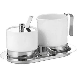Esmeyer Milch- und Zucker-Set ADAM, aus weißem Porzellan und Edelstahl,