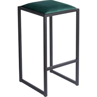 FERRO Barhocker 64 cm Grün – Moderner Metall Barstuhl ohne Lehne im Loft-Stil mit Gepolstertem Sitz - Grün