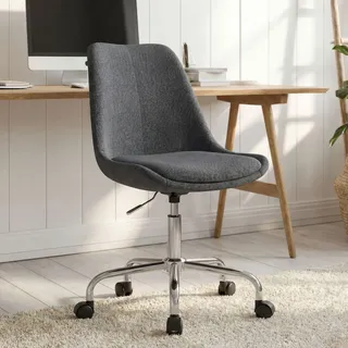 FineBuy Schreibtischstuhl Schwarz Stoff Design Drehstuhl mit Lehne Arbeitsstuhl mit 110 kg Maximalbelastung Schalenstuhl mit Rollen Stuhl drehbar