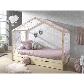 Vipack Hausbett Dallas 90 x 200 cm Kiefer massiv weiß rosa