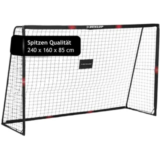 Dunlop Fußballtor - Fussballtor 240 x 160 x 85 cm - Fußball Tor - Fussballtore für Garten Kinder und Erwachsene - Fussball Trainingszubehör für Innen und Außen - Metall - Schwarz/Rot