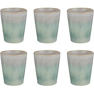 Butlers Latte Macchiato Glas (6er-Set) Artisan 320 ml , Mintgrün , Keramik , Geschirr, Tassen, Kaffeetassen
