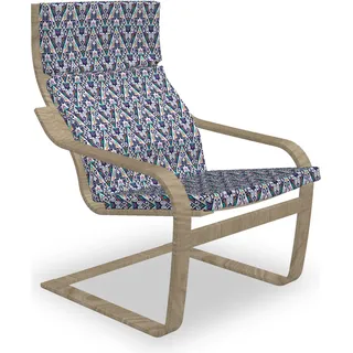 ABAKUHAUS Boho Poäng Sessel Polster, Abstrakte Folk Ornamental Motif, Sitzkissen mit Stuhlkissen mit Hakenschlaufe und Reißverschluss, Mehrfarbig