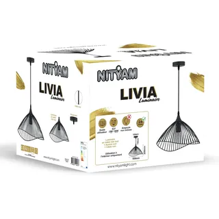 Industrie-Pendelleuchte aus mattschwarzem Metall, 150 cm Kabel, Deckenleuchte für Wohnzimmer, Schlafzimmer, Küche, Leuchte LIVIA, Leuchte NITYAM, ohne Leuchtmittel