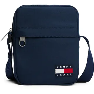 Umhängetasche TOMMY JEANS "TJM ESS DAILY REPORTER", Herren, Gr. B/H/T: 16cm x 20cm x 6cm, nachtblau, Textil, unifarben, Taschen Umhängetasche, Men Schultertasche, Freizeitasche mit Tommy Jeans Flaggen-Aufnäher