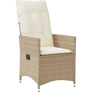 vidaXL Gartensessel mit Kissen Verstellbar Beige Poly Rattan - Beige