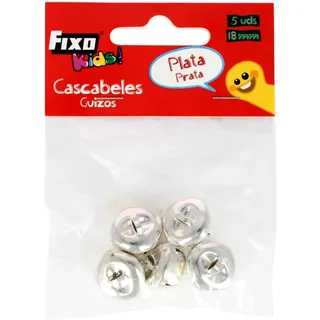 Fixo Kids | Packung mit 5 Glöckchen aus versilbertem Metall, 18 mm Durchmesser, für Schul- und Kinderdekorationen | Weihnachten, Feiern und Partys