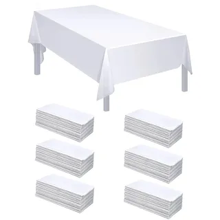 xiaozhifu 10 Stück Einweg Tischdecke Weiß,Einweg Tischdecke für Hochzeit 150cm x 280cm,Wasserdicht Geburtstag Tischdecken, Rechteckig Tischtuch Geeignet für Hochzeit, Party, Kindergeburtstag