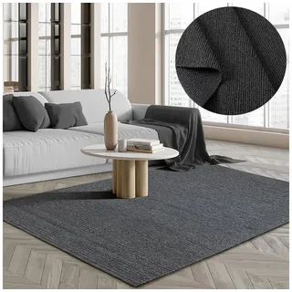 The CarPET Teppich »Premium Wool«, rund, Wool Handweb-Teppich Naturfaser Wollteppich, grau