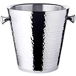 Edzard Weinkühler Valencia (H 23 cm, Ø 22 cm), hochglanzpoliert, gehämmert | Sektkühler für 1 Flasche, Edelstahl, doppelwandig, mit 2 Griffen, Flaschenkühler, Champagnerkühler, Getränkekühler
