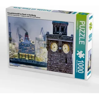 CALVENDO Puzzle Kreuzfahrtschiff im Dock in Hamburg 1000 Teile Puzzle quer | Lege-Größe cm Foto-Puzzle für glückliche Stunden