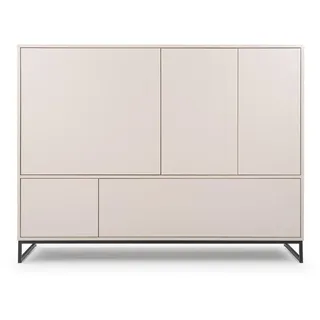 agmat-furniture Kommode Genua mit 5 Türen, Sideboard in Farbe: Creme, Schrank in Größe: 160 x 120 x 45 cm - Beige