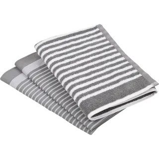 Ross Geschirrtuch »Exclusiv« 1x Küchen-Frottiertuch 50x50 cm Streifen u. 2x Geschirrtücher, 50x70 cm, silberfarben