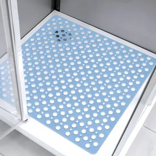 ZOKBOM Duschmatte rutschfest 70x70 cm, TPE Antirutschmatte Dusche mit Saugnäpfen, Badematte mit Ablauflöchern, Komfort Sicherheits Duscheinlage rutschfest (Blau-TPE, 70 x 70 cm)