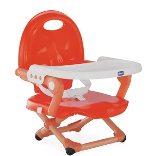 Chicco Pocket Snack Kindersitzerhöhung Esszimmerstuhl für Kinder von 6 Monaten bis 3 Jahren 15kg,tragbarer und verstellbarer Babyhochstuhl mit kompaktem Verschluss und abnehmbarem Tablett POPPY RED