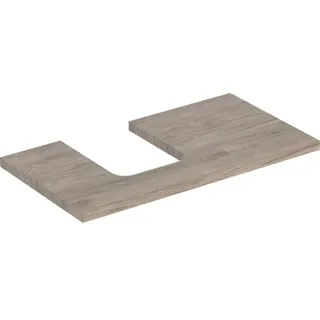 Geberit ONE Waschtischplatte, Ausschnitt links, für Aufsatzwaschtisch Schalenform, 90x3x47cm, 505.293.00.6, Farbe: Nussbaum hickory /Melamin Holzstruktur