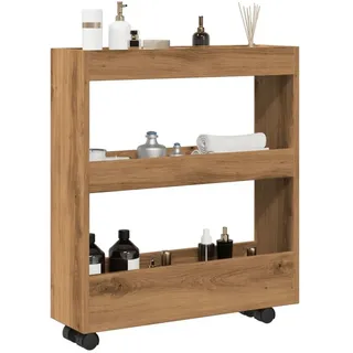vidaXL Aufbewahrungswagen Schmal 3 Etagen Artisan-Eiche Holzwerkstoff