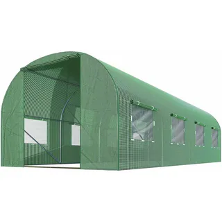 Plonos Folientunnel Gewächshaus 2,5 x 4 x 2 m Pflanzenstütze grün