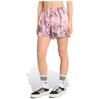 Adidas Originals Leaf Camo Print Satin Kurze Hose - Clear Pink / White - L