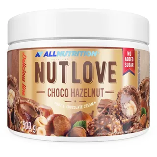ALLNUTRITION Nutlove Choco Hazelnut Schokoaufstrich ohne Zucker - Zuckerfreie Nuss Creme - Haselnusscreme Schokolade - Crunchy Nut - Zuckerfreie Süssigkeiten - Brotaufstrich ohne Zucker - 500g