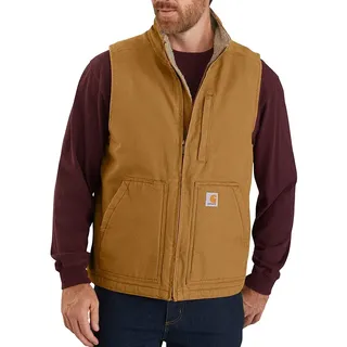 Carhartt Herren Weste mit Lockerer Passform, Washed Duck mit Sherpa-Futter und Stehkragen Work Utility Oberbekleidung, Braun, 5XL Groß Tall