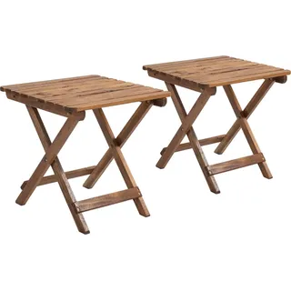 Beistelltisch Outdoor 2Er-Set Klapptisch Holz Garten Balkon Teak 45X45X45Cm