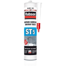 Rubson ST5 Dichtstoff für Sanitär, verschiedene Materialien, für alle Arten von Dichtungen, Glätten und einfache Reinigung mit Wasser, Kartusche 300 ml