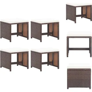 vidaXL Gartenhocker 4 Stk. mit Kissen Poly Rattan Braun - Gartenstühle - Braun